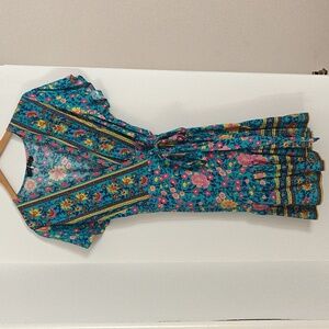 Floral Wrap Dress in Blue and Pink